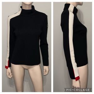 Roberto Cavalli Black Sweater with White and Red Stripes